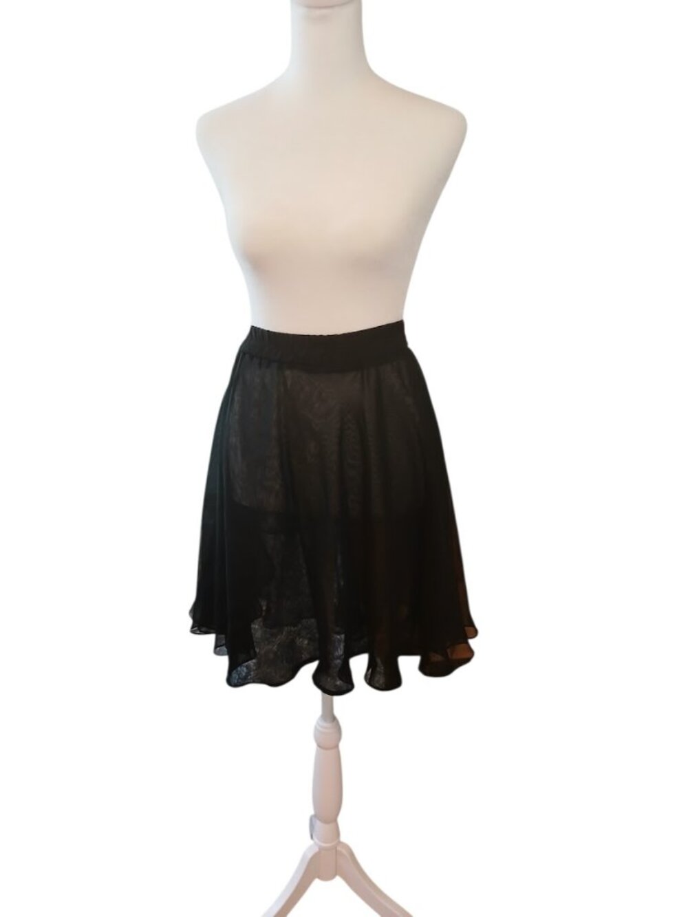 Paul Et Duffier black vintage sheer double layer short skirt size S